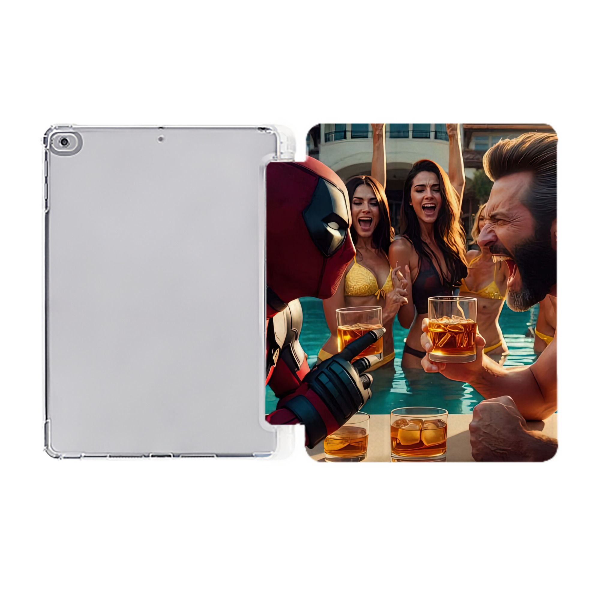 （画像用） Deadpool デッドプール IPad ケース ペン収納付き 三つ折りスタンド PUレザー×シリコン 対応機種9.5/10.5/10.9インチ